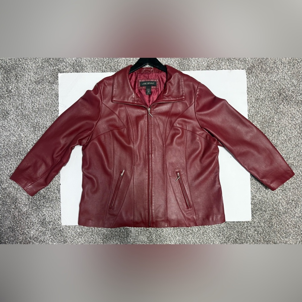 Lane Bryant Women's full zip Red Leather Jacket size 22/24 - Picture 5 of 16